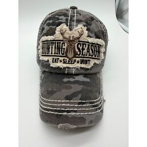 New Hunting Season Big Buck Deer Eat Sleep Hunt Destressed Baseball Cap Hat